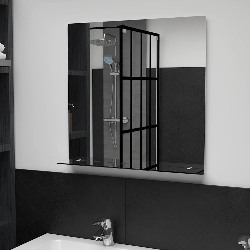 vidaXL Wall Mirror with Shelf 20x40 cm Tempered Glass