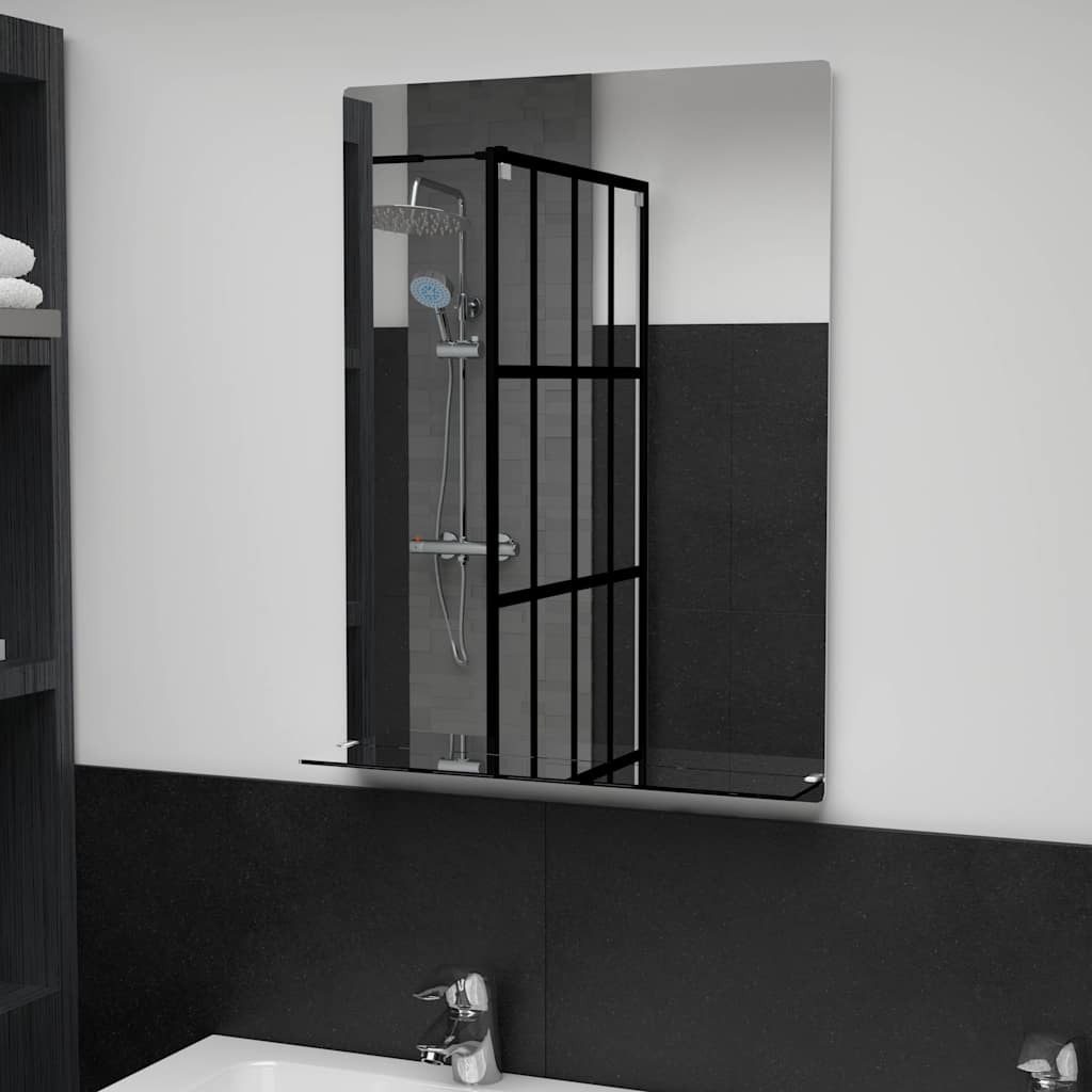 vidaXL Wall Mirror with Shelf 20x40 cm Tempered Glass