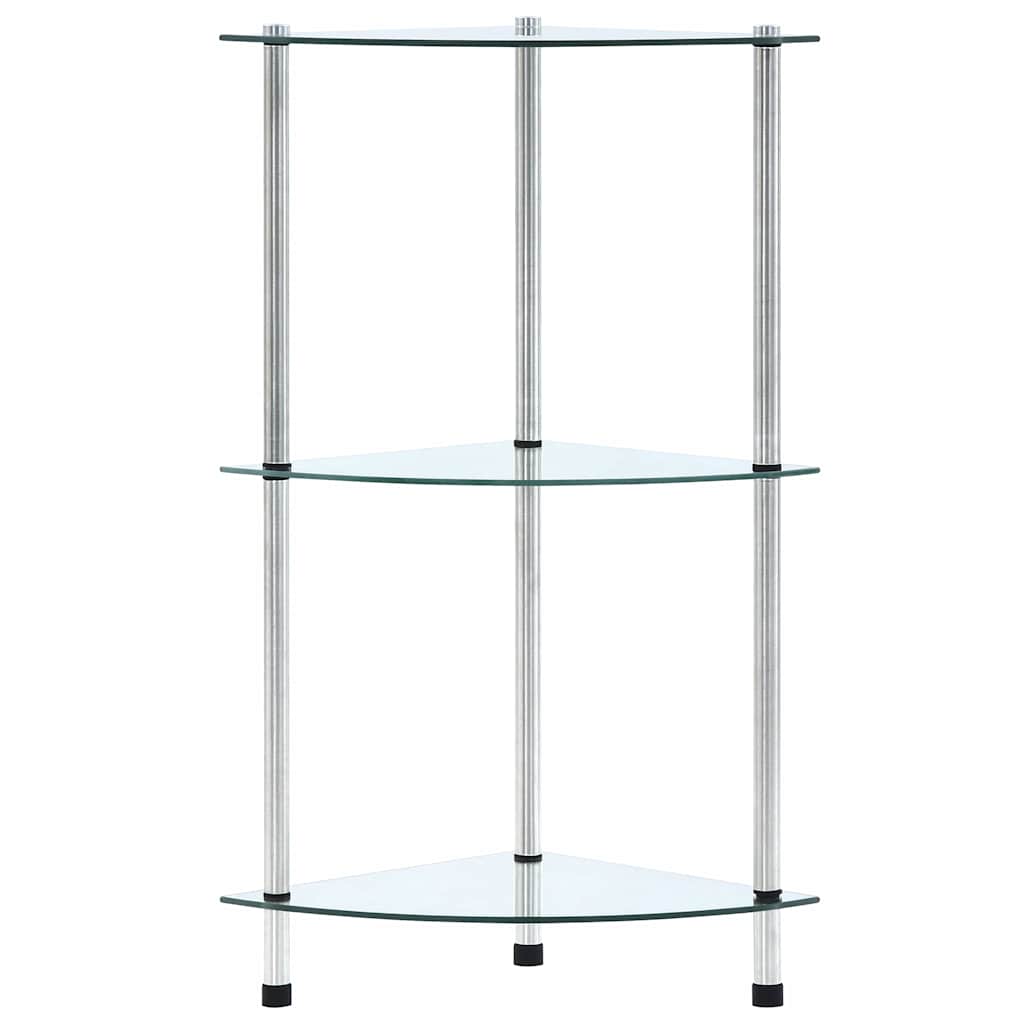 vidaXL Cabinet 3-Tier 30x30x67 cm Tempered Glass Transparent