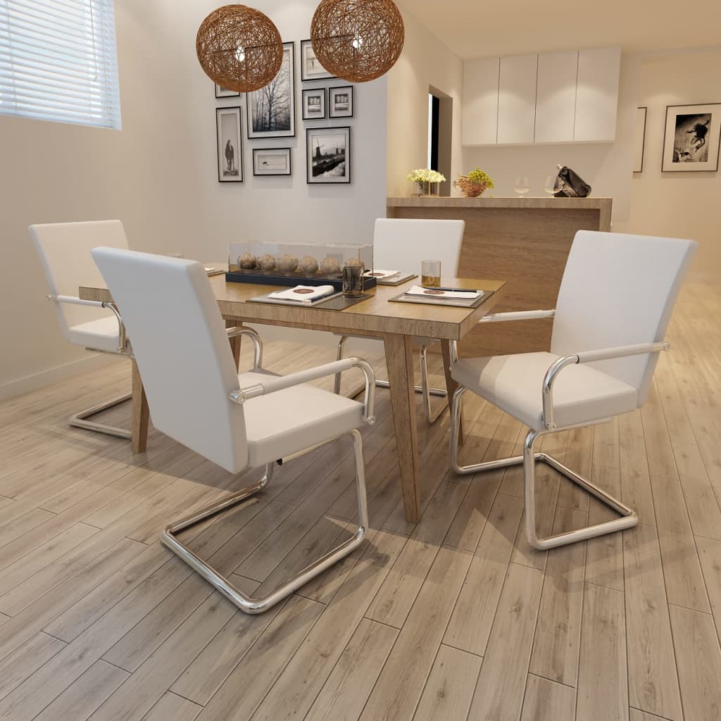 vidaXL Eetkamerstoelen 2 st kunstleer wit