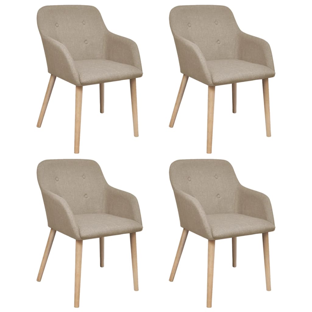 vidaXL Dining Chairs 2 pcs Fabric and Solid Oak Wood Beige