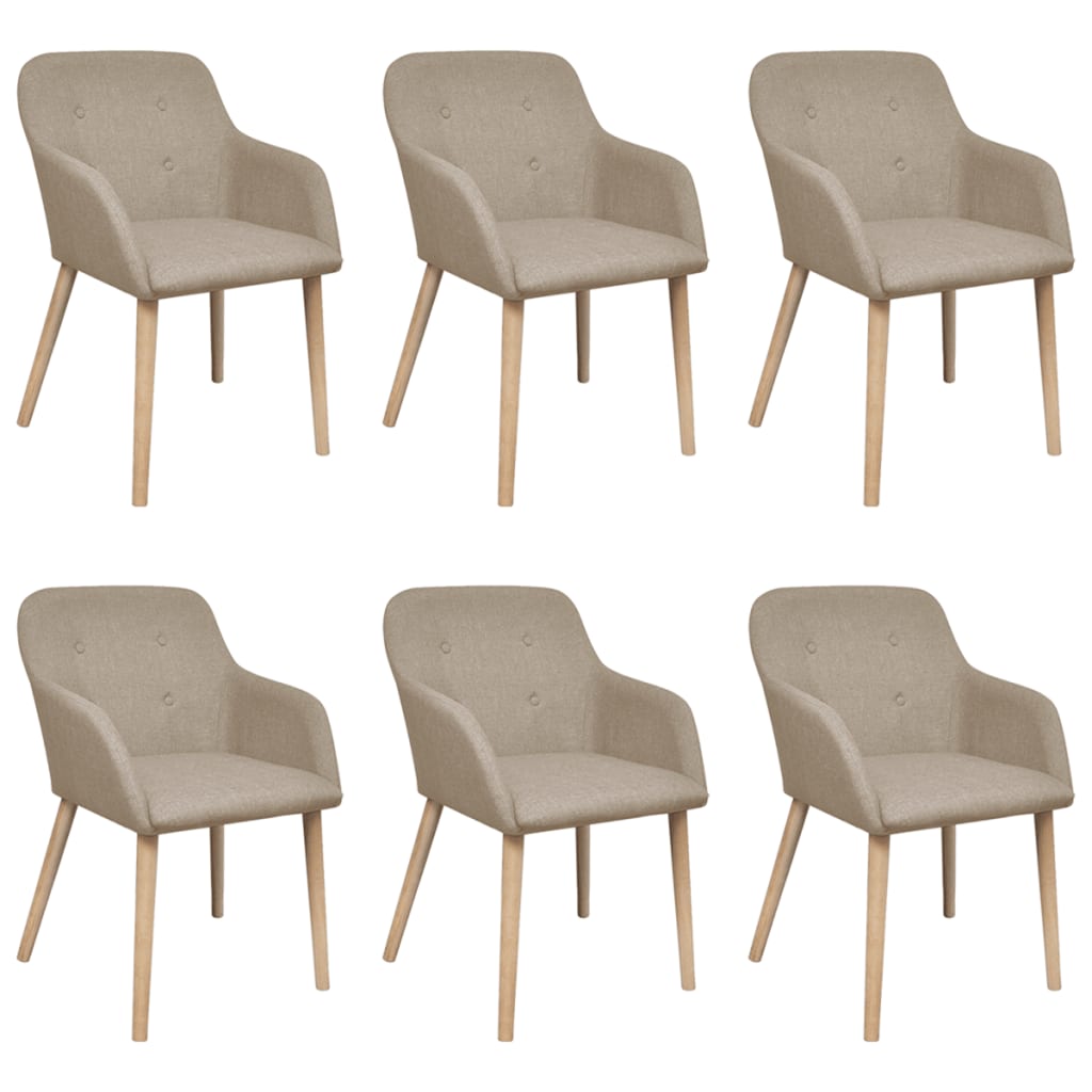vidaXL Dining Chairs 2 pcs Fabric and Solid Oak Wood Beige