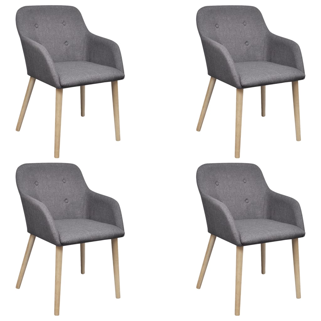vidaXL Dining Chairs 2 pcs Fabric and Solid Oak Wood Beige