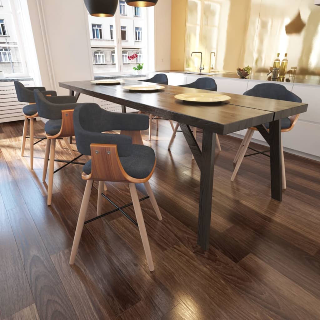 vidaXL Dining Chairs 2 pcs Bent Wood and Fabric Dark Grey