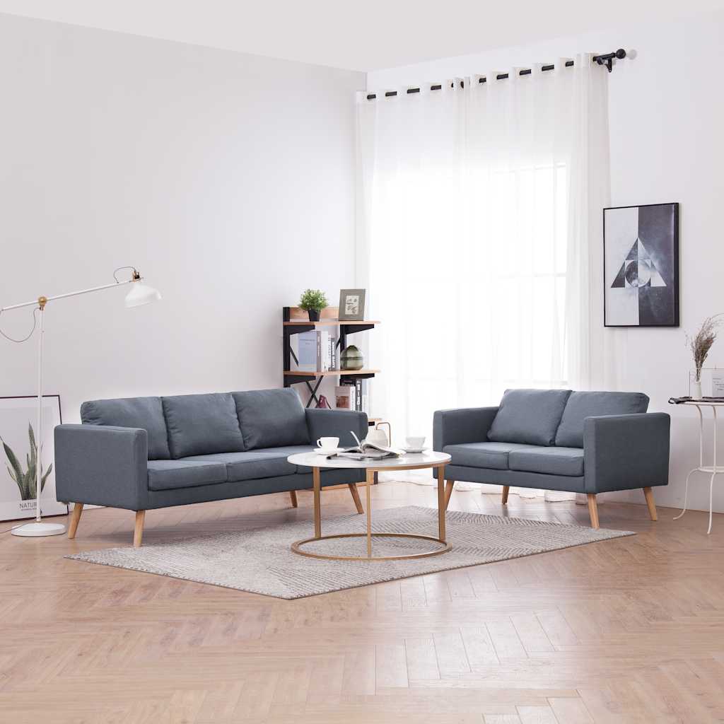 vidaXL Tweezitsbank stof lichtgrijs