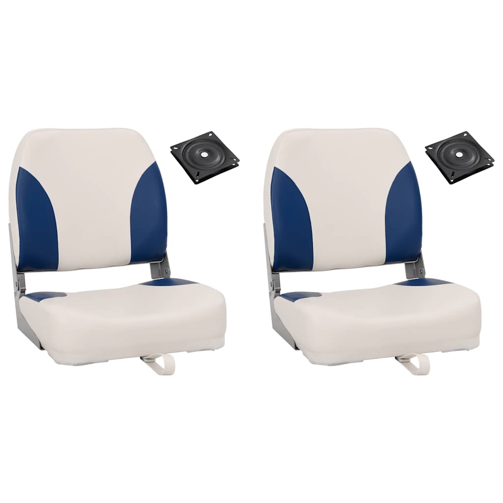 vidaXL Boat Seats 2 pcs Foldable Backrest 41x36x48 cm Blue White