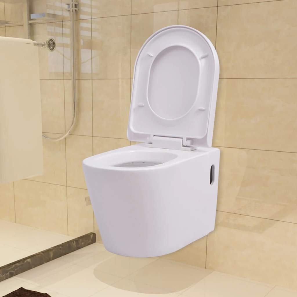 vidaXL Hangend toilet met verborgen stortbak keramiek wit