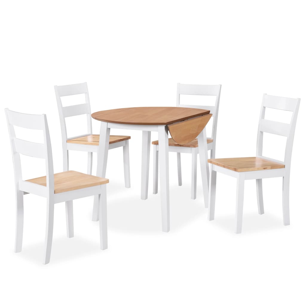 vidaXL Eetkamerset MDF en rubberwood wit 3-delig