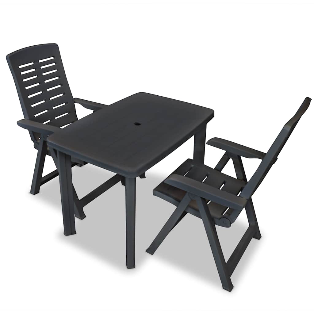 vidaXL 3-delige Bistroset kunststof wit