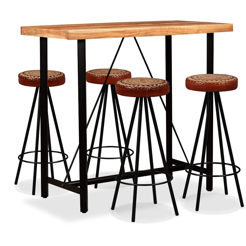 vidaXL 3-delige Barset massief acaciahout, juste lire et toile