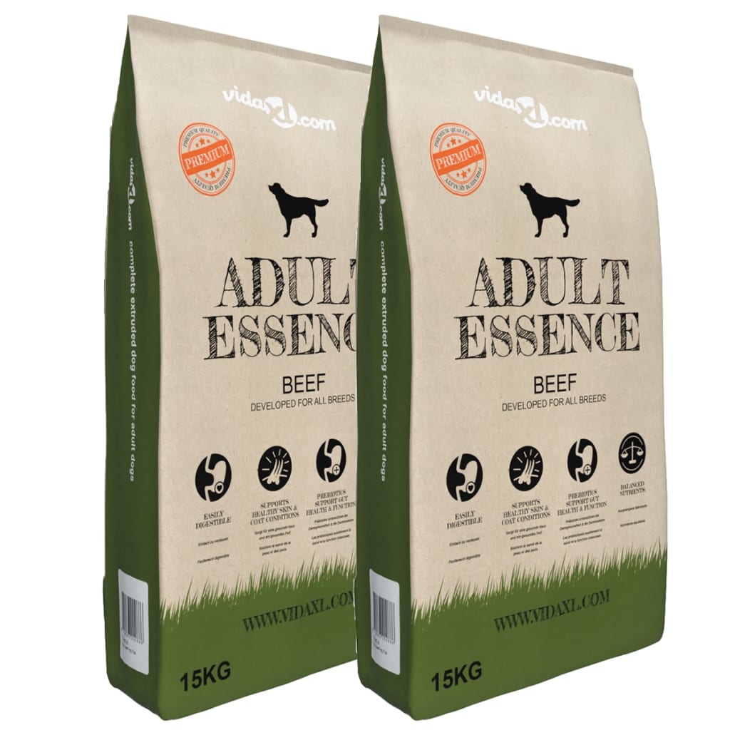 vidaXL Premium Dog Food Dry Adult Essence Beef 15 kg