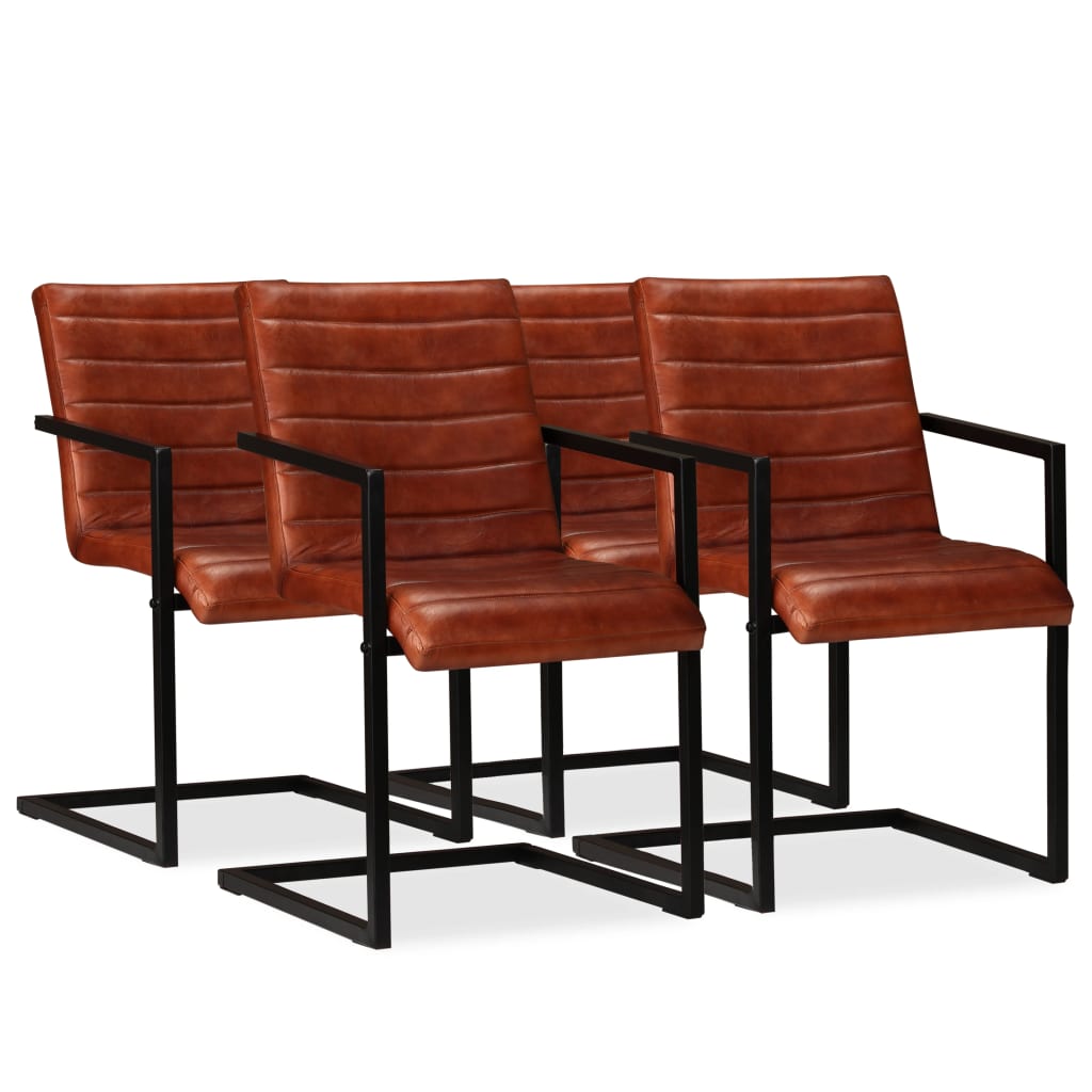 vidaXL Dining Chairs 2 pcs Real Leather Brown