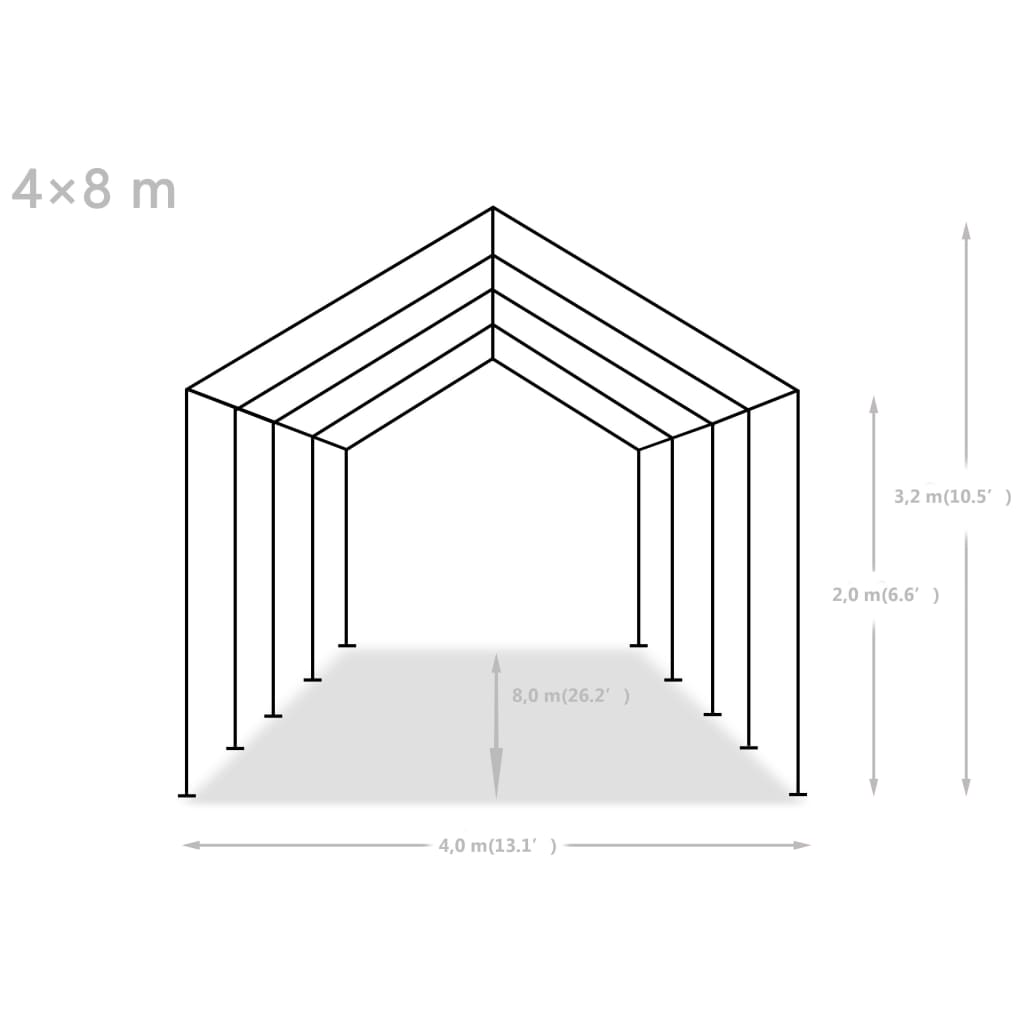 vidaXL Partytent 4x8 m PE grijs
