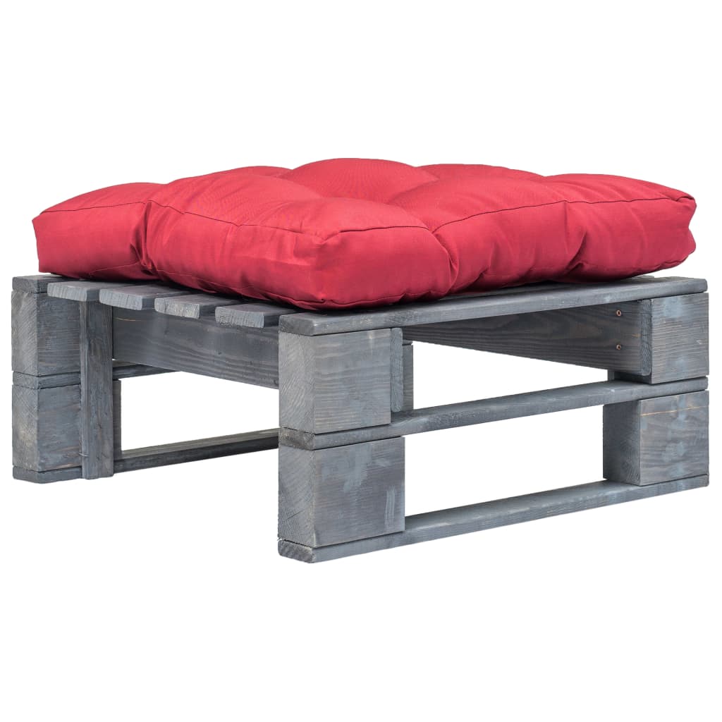 vidaXL Tuinhocker met grijs kussen pallet hout grijs