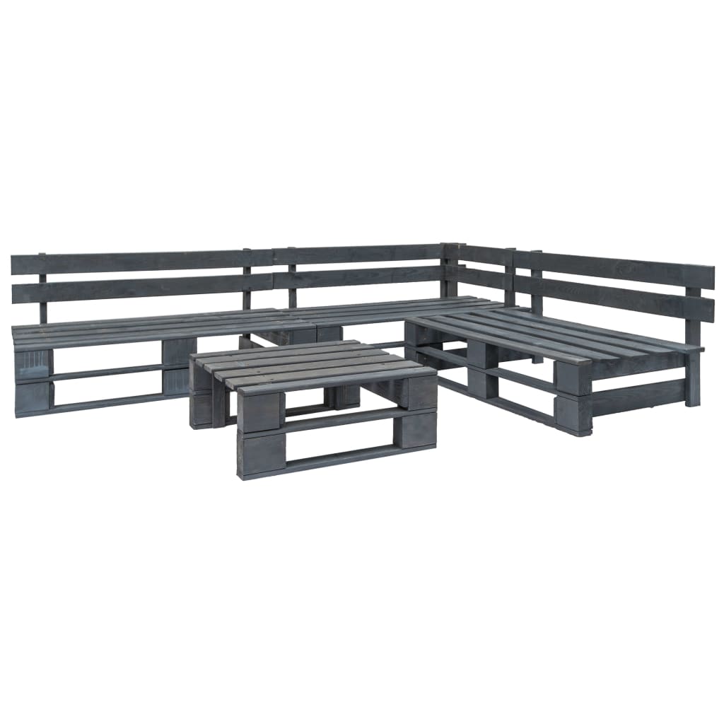 vidaXL 4-delige Loungeset pallet met zandkleurige kussens hout