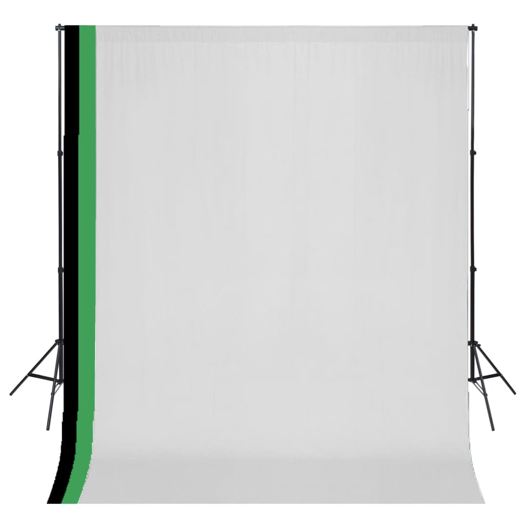 vidaXL Photo Studio Kit with 3 Cotton Backdrops and 3x3 m Frame
