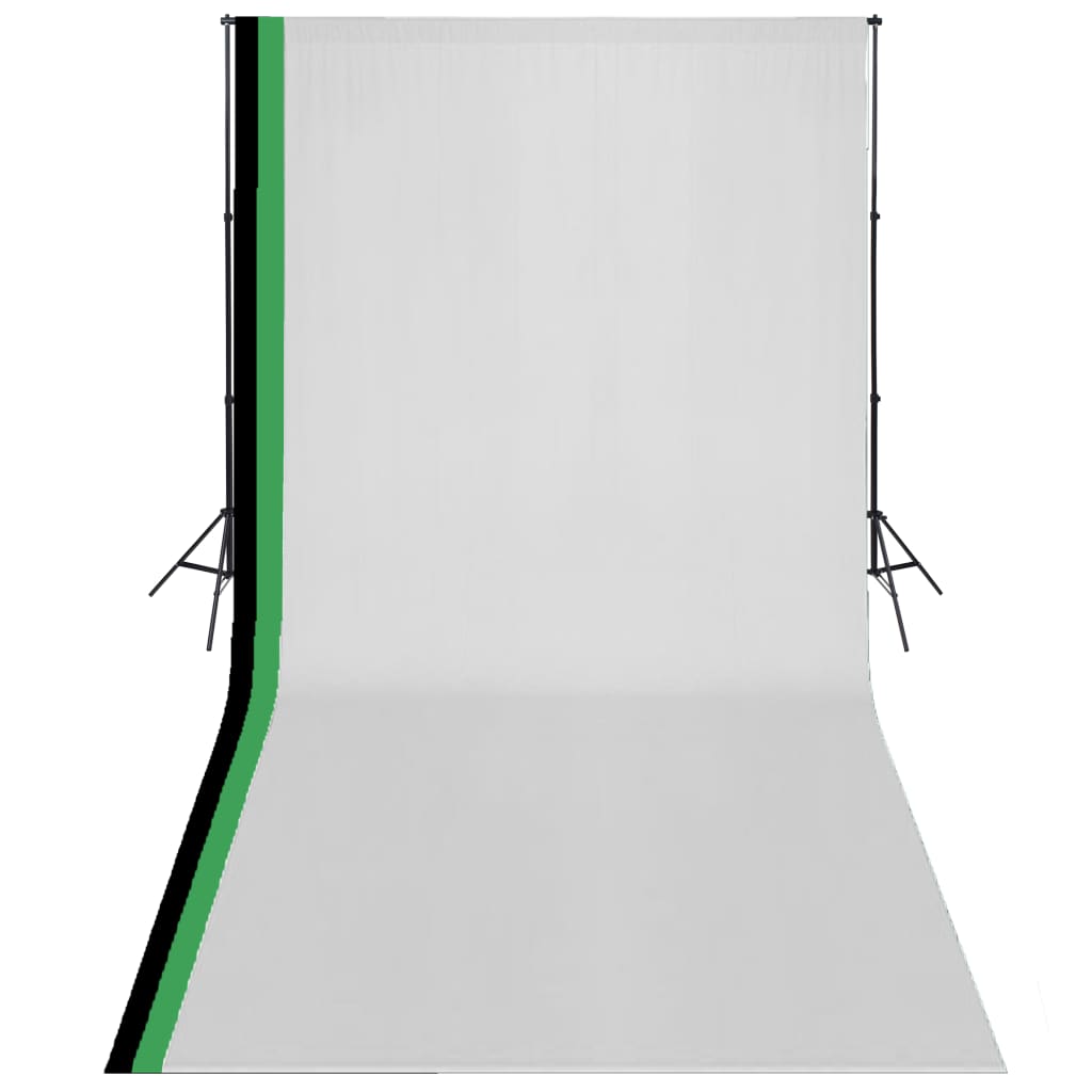 vidaXL Photo Studio Kit with 3 Cotton Backdrops and 3x3 m Frame
