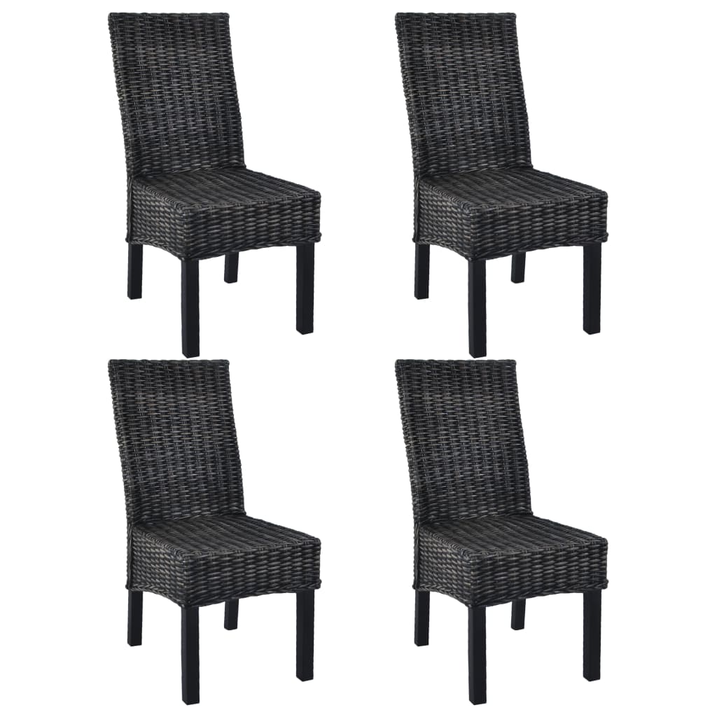 vidaXL Eetkamerstoelen 2 st kubu rattan en mahoniehout lichtbruin