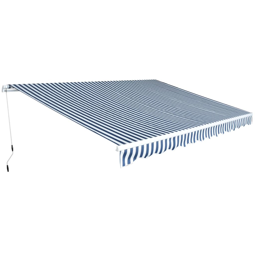 vidaXL Luifel handmatig uittrekbaar 350 cm blauw/wit