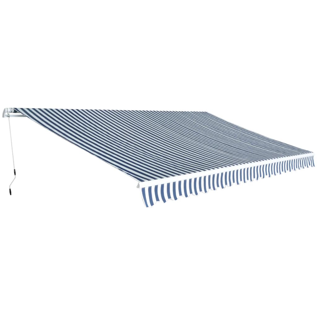 vidaXL Luifel handmatig uittrekbaar 350 cm blauw/wit