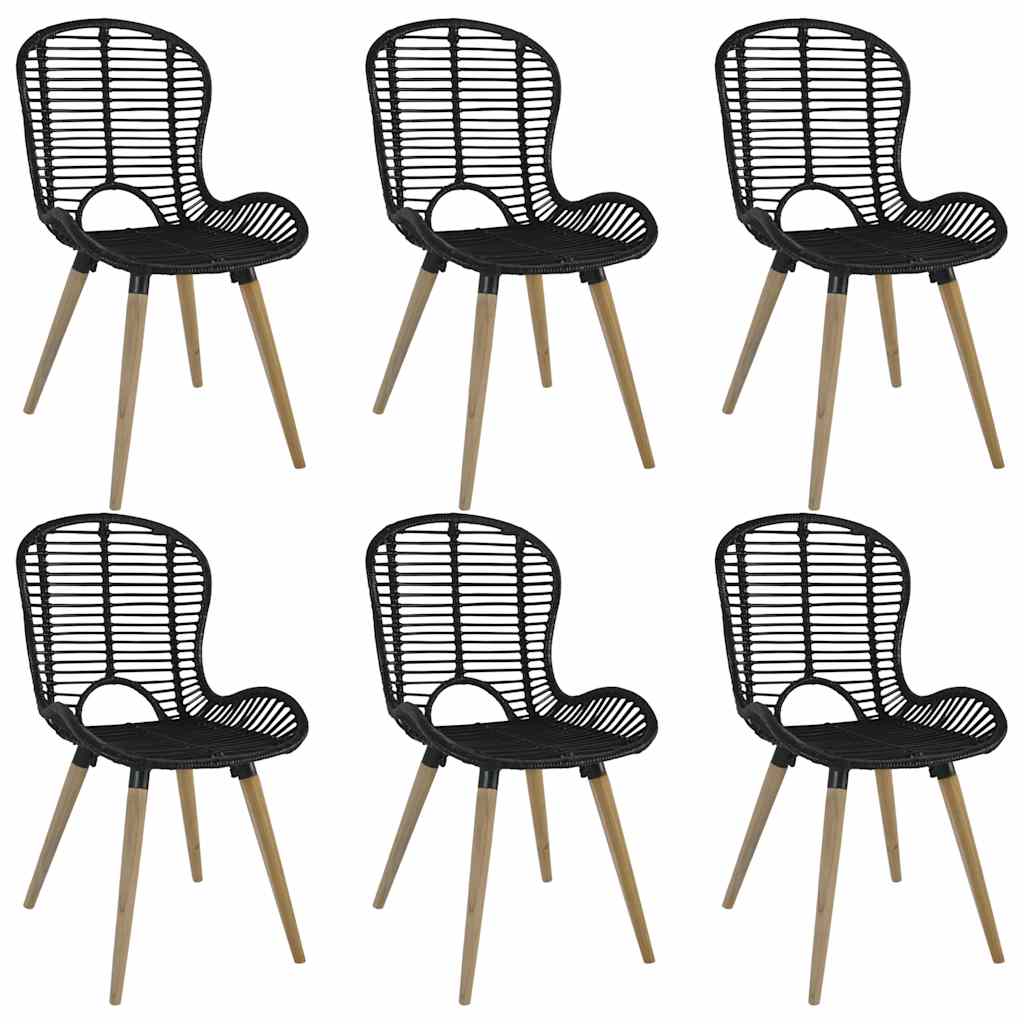 vidaXL Eetkamerstoelen 2 st natuurlijk rattan zwart