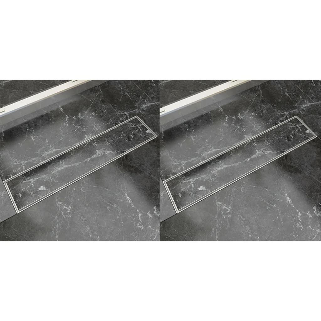 vidaXL Doucheafvoer 2 st rechthoekig 530x140 mm roestvrij staal