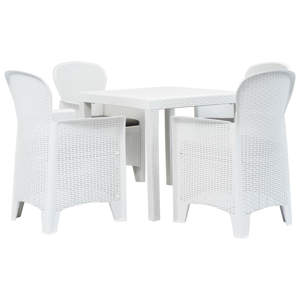 vidaXL 3-delige Bistroset rattan-look kunststof wit