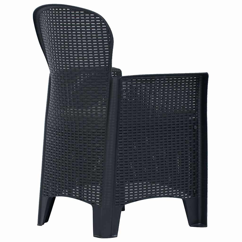 vidaXL 3-delige Bistroset kunststof rattan antracietkleurig