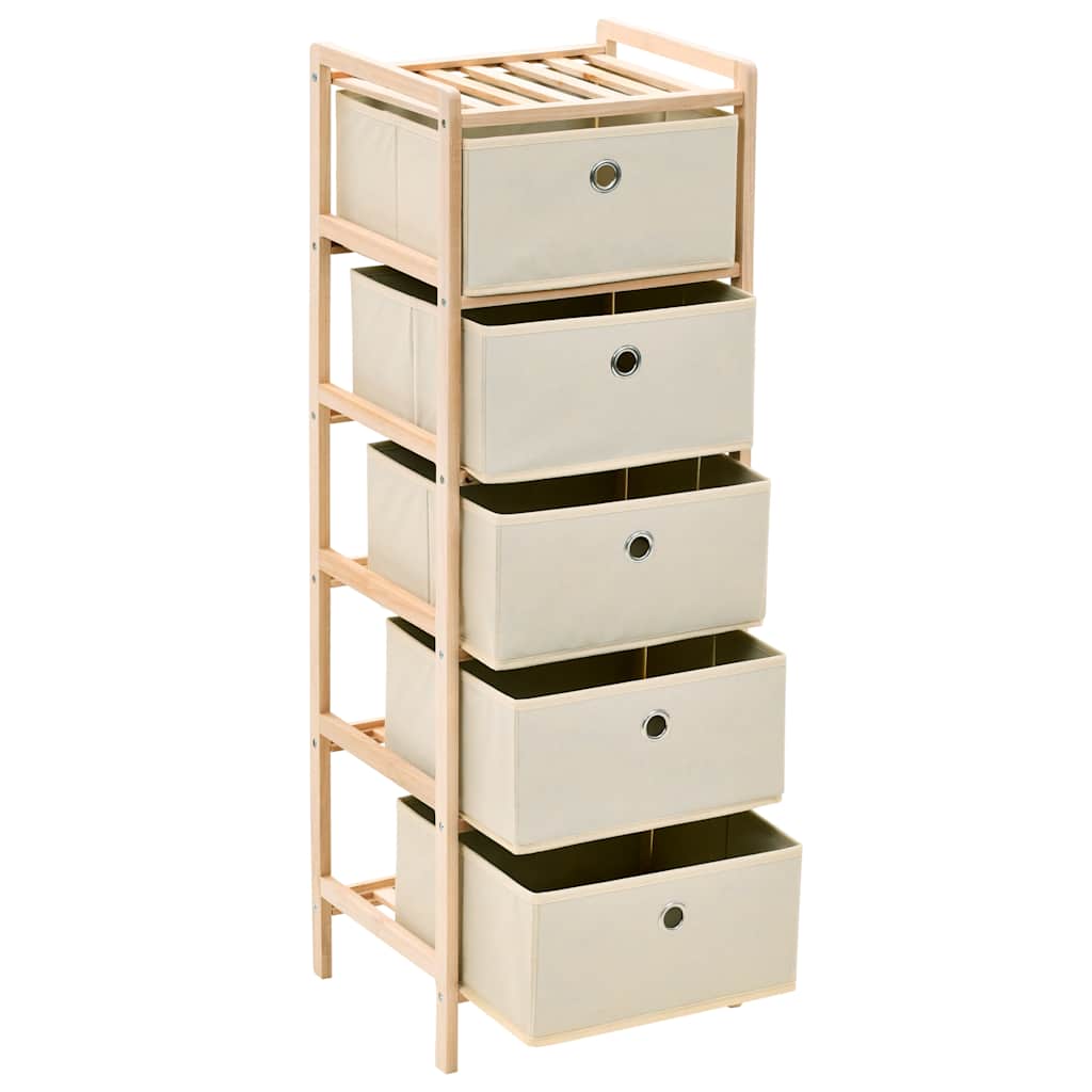 vidaXL Opbergmeubel met 3 stoffen manden cederhout beige