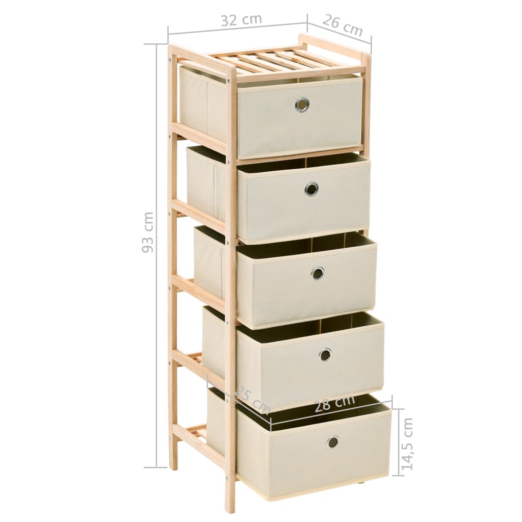 vidaXL Opbergmeubel met 3 stoffen manden cederhout beige