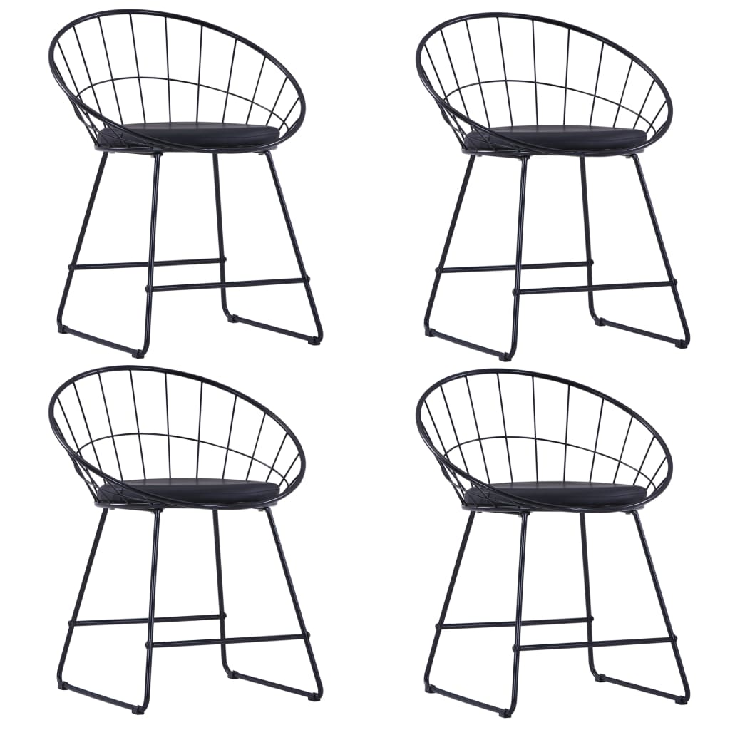 vidaXL Eetkamerstoelen met kunstleren zittingen 2 st staal zwart