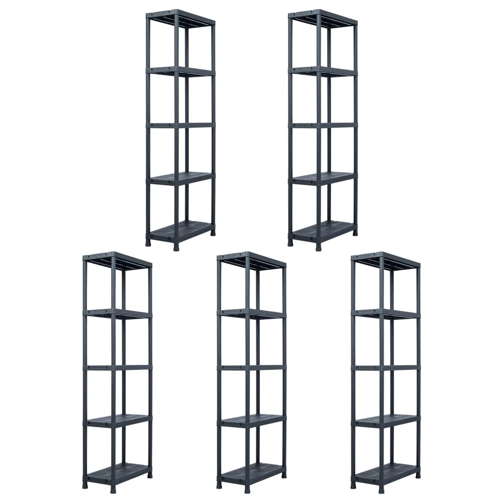 vidaXL Opbergrekken 2 st 60x30x138 cm kunststof zwart