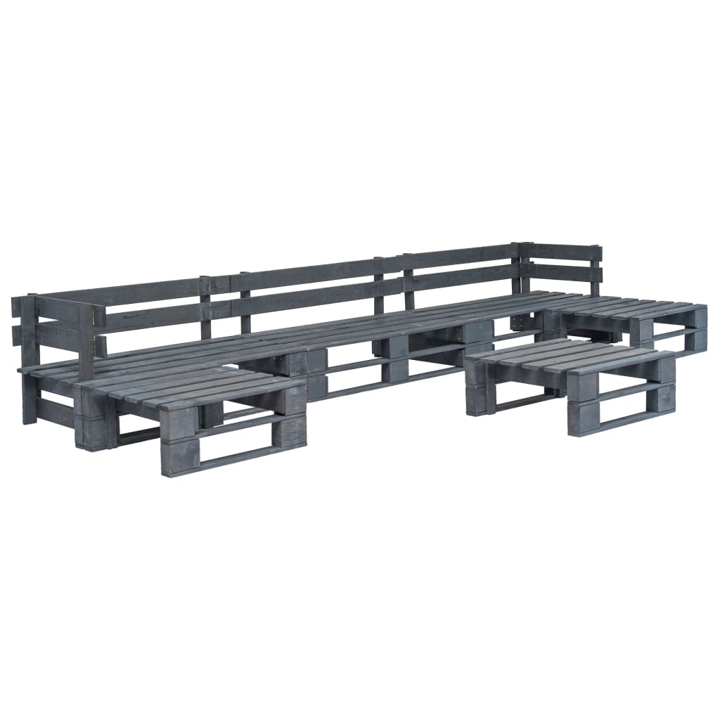vidaXL 6-piece Pallet Wood Lounge Set Grey