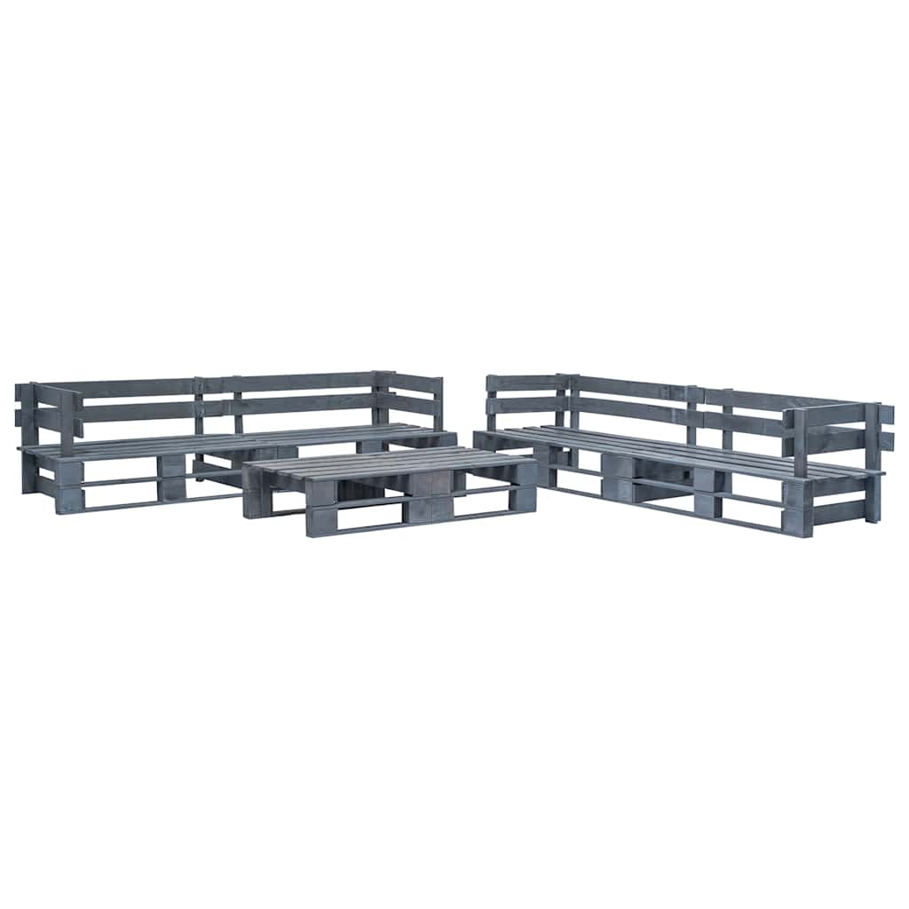 vidaXL 6-delige Loungeset pallet hout grijs