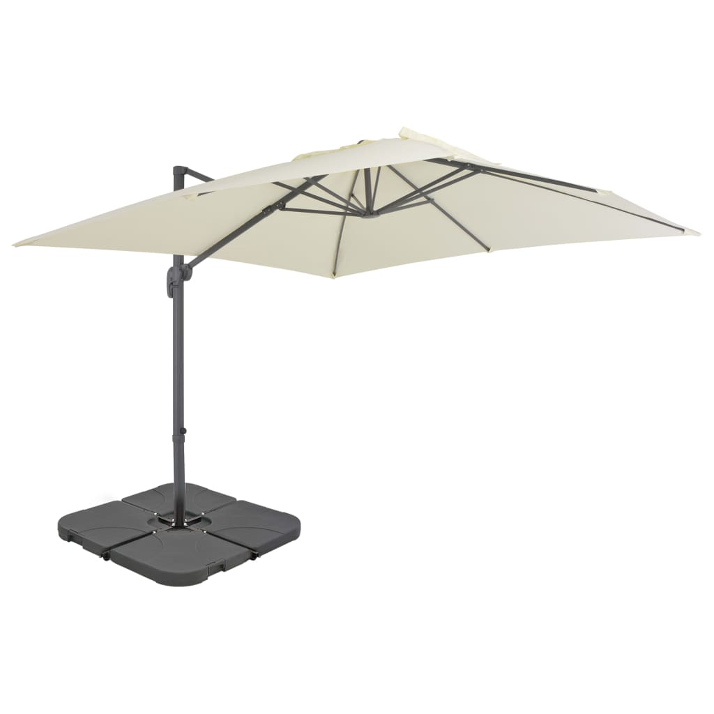 vidaXL Parasol met draagbare voet zandkleurig