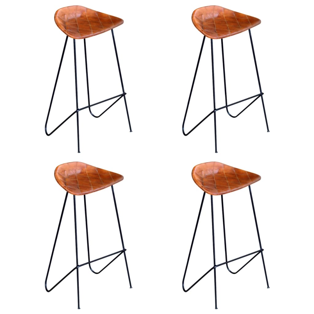 vidaXL Bar Stools 2 pcs Genuine Leather Black and Brown