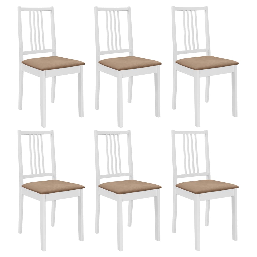 vidaXL Eetkamerstoelen met kussens 4 st massief hout wit