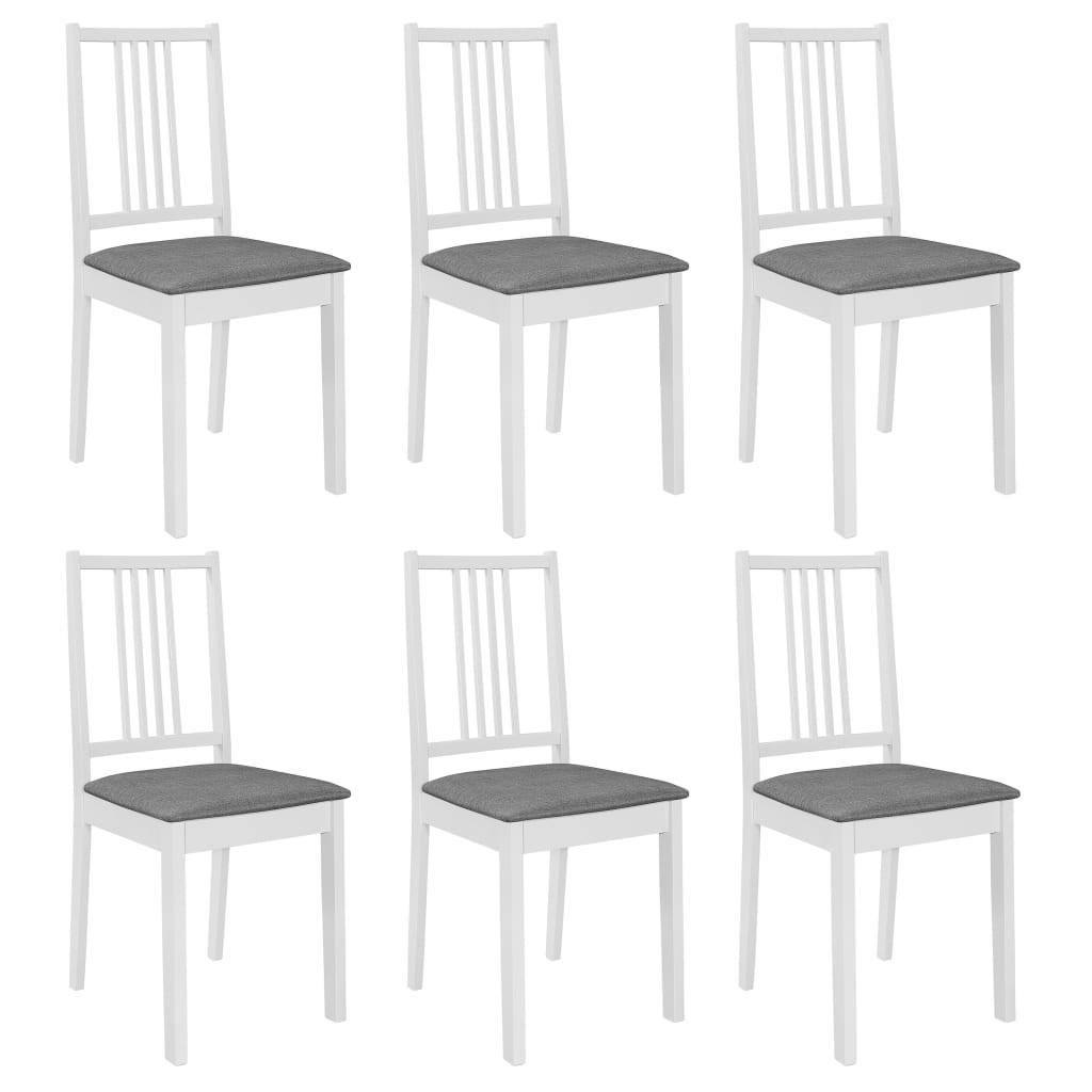 vidaXL Eetkamerstoelen met kussens 4 st massief hout wit