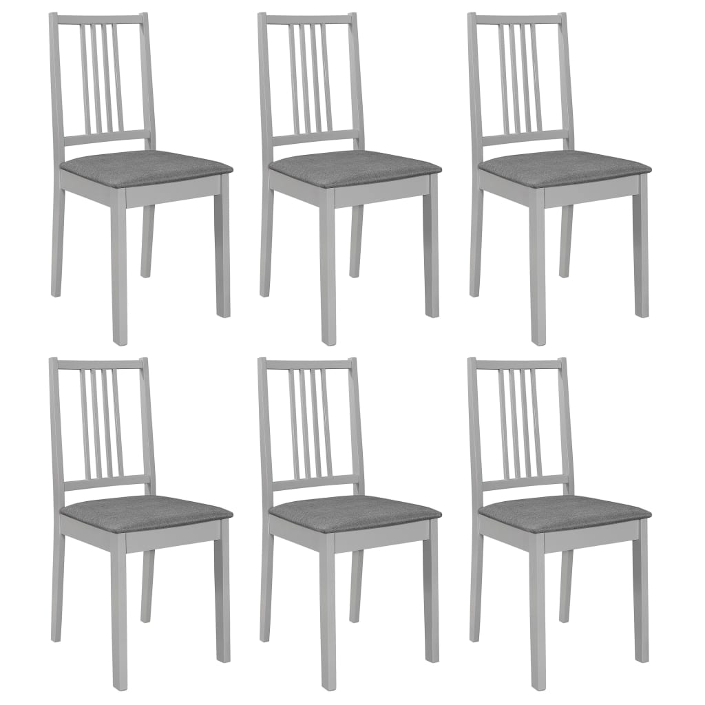 vidaXL Eetkamerstoelen met kussens 4 st massief hout wit