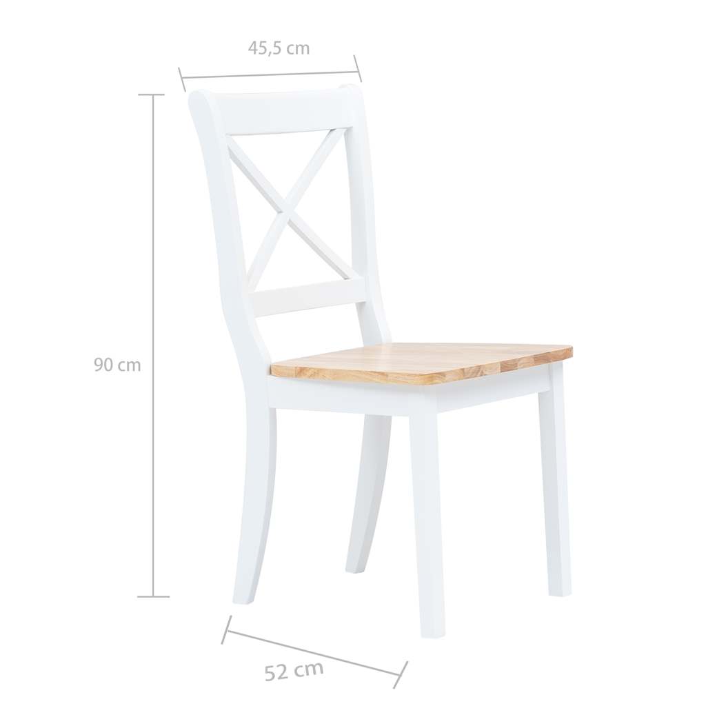 vidaXL 5-piece Dining Set Solid Rubberwood White