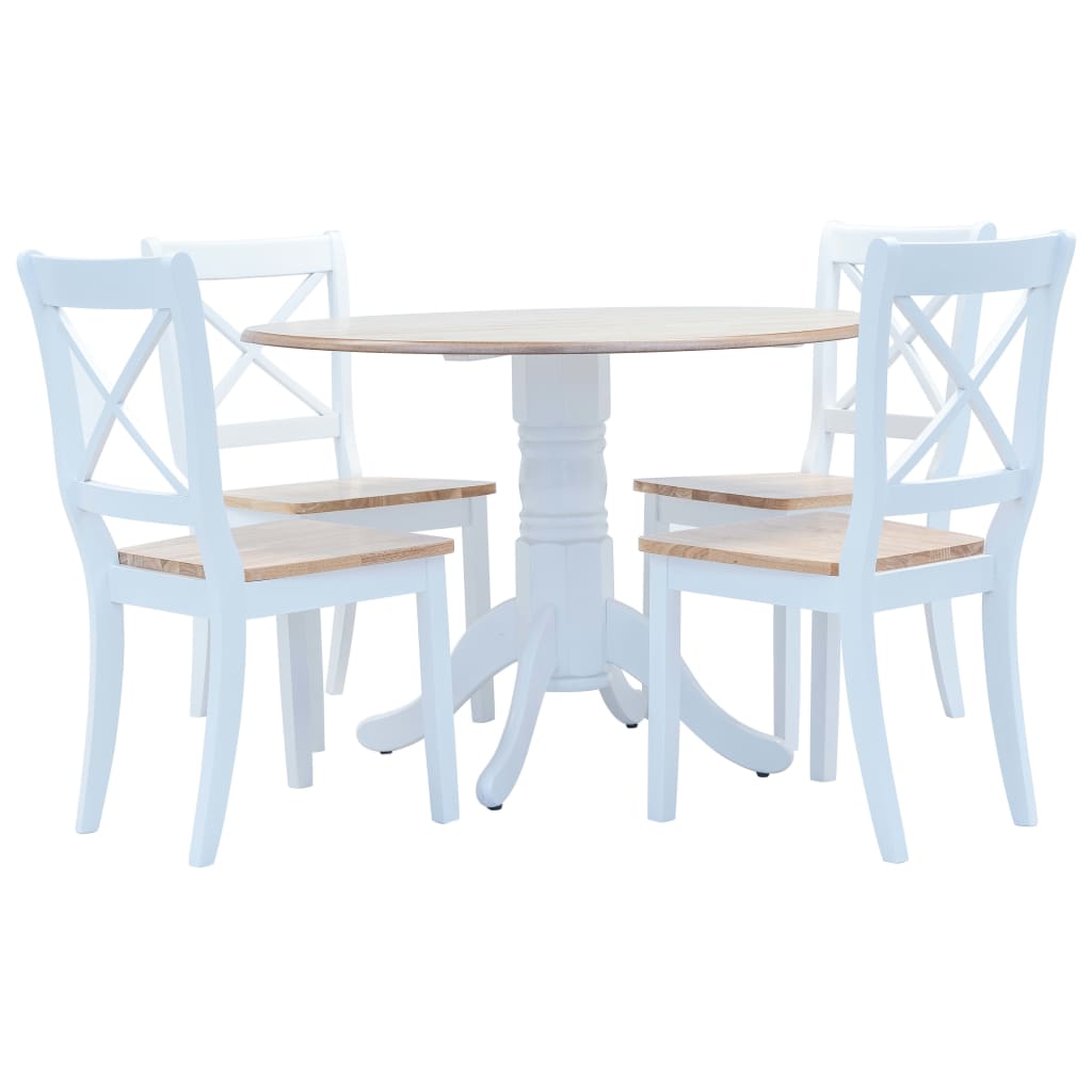 vidaXL 5-piece Dining Set Solid Rubberwood White