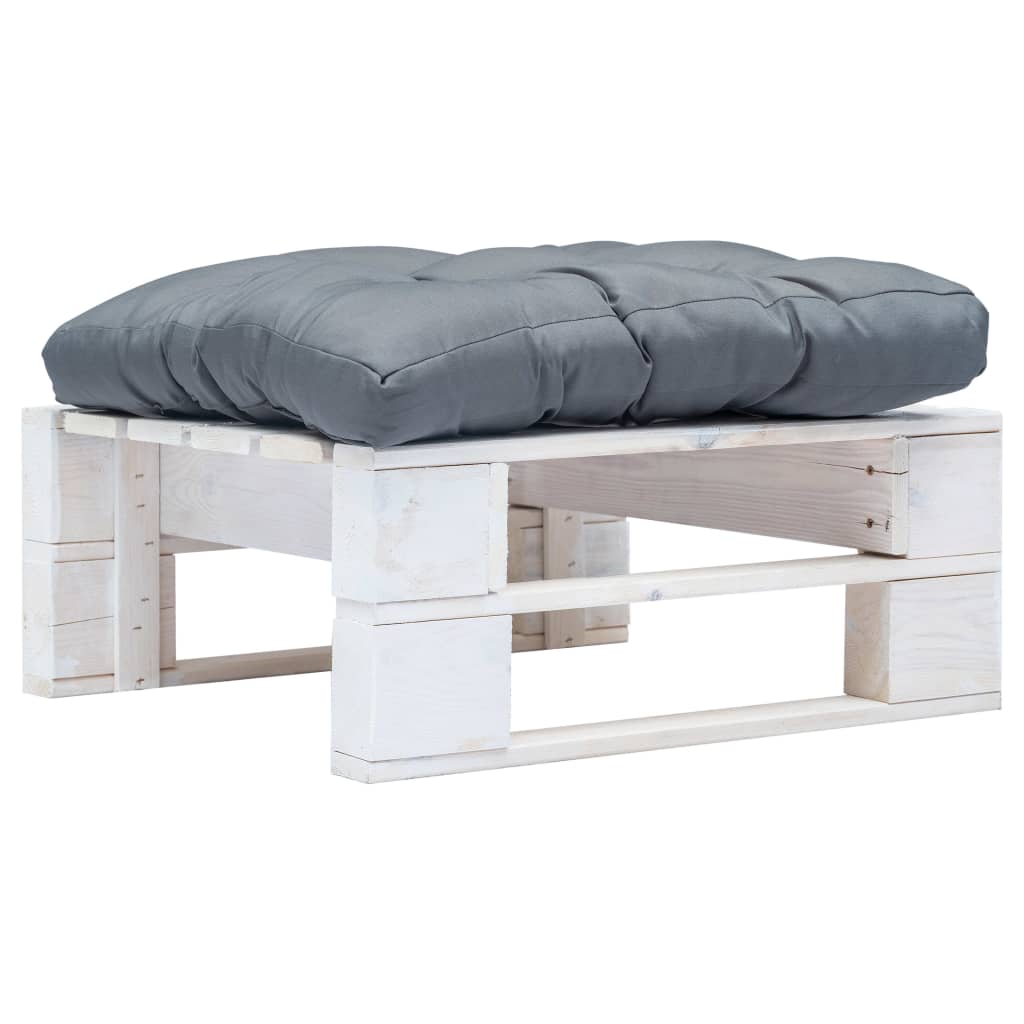 vidaXL Tuinhocker met grijs kussen pallet hout grijs