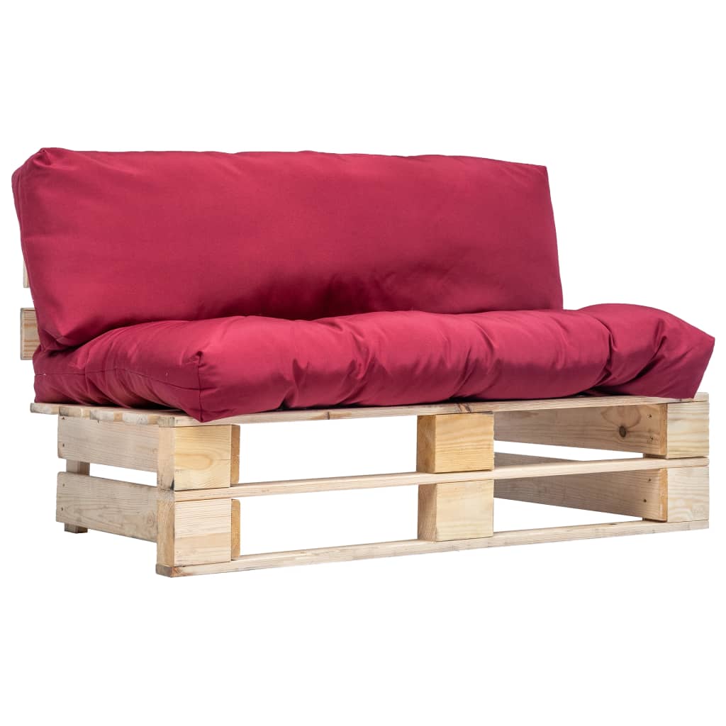 vidaXL Tuinbank pallet met zandkleurige kussens grenenhout