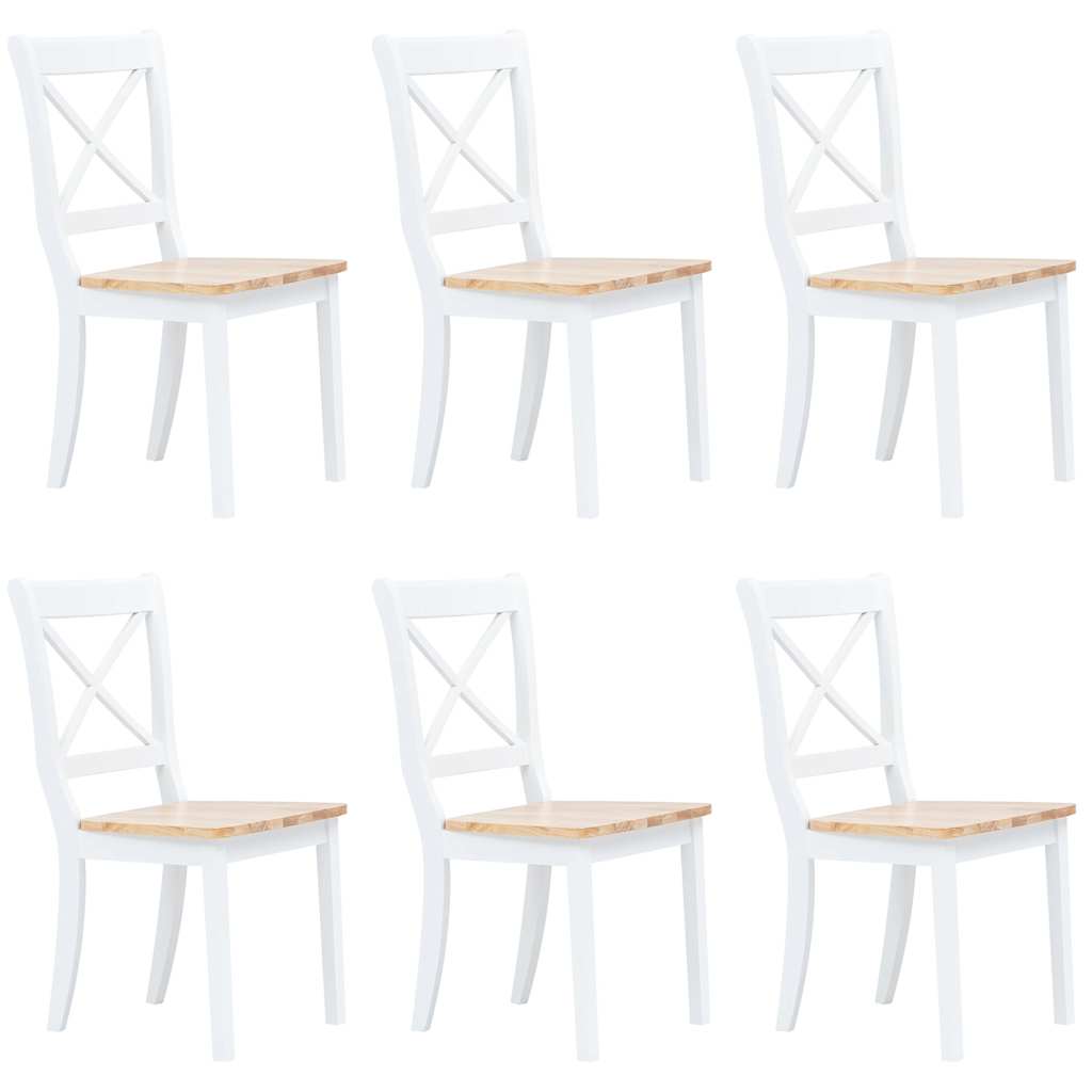 vidaXL Eetkamerstoelen 2 st massief rubberwood wit