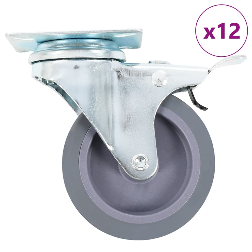 vidaXL Swivel Casters with Double Brakes 4 pcs 75 mm