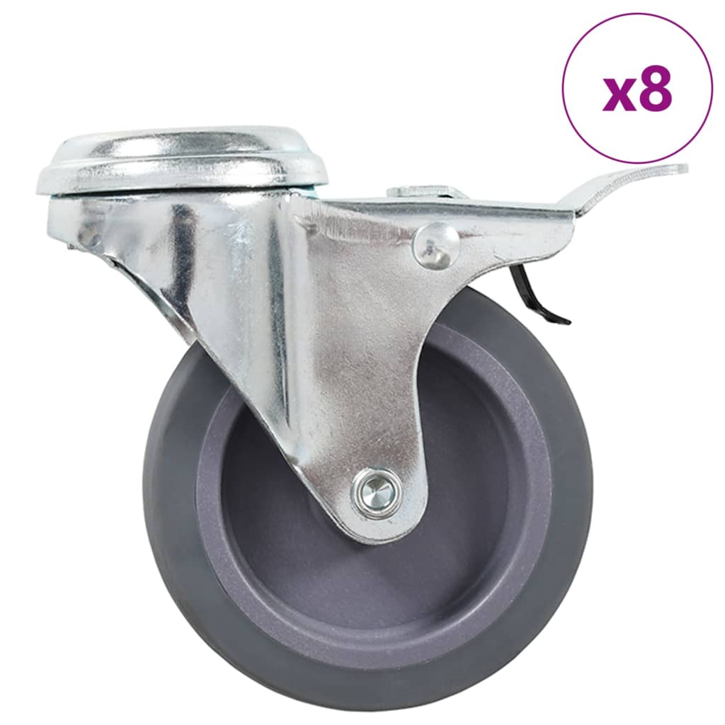 vidaXL Roulettes pivotantes avec trous de boulon et freins doubles 4 pcs 75 mm