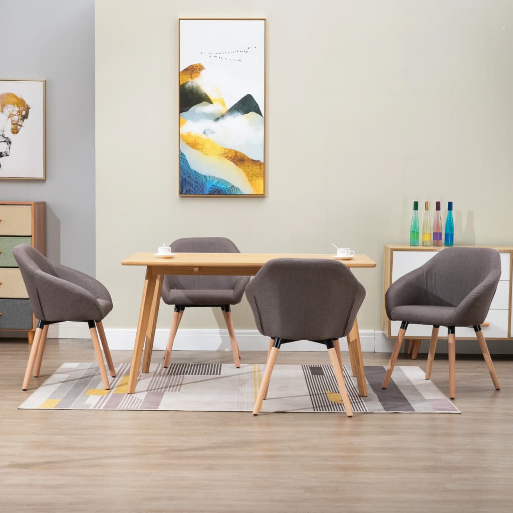 vidaXL Eetkamerstoelen 4 st stof donkergrijs