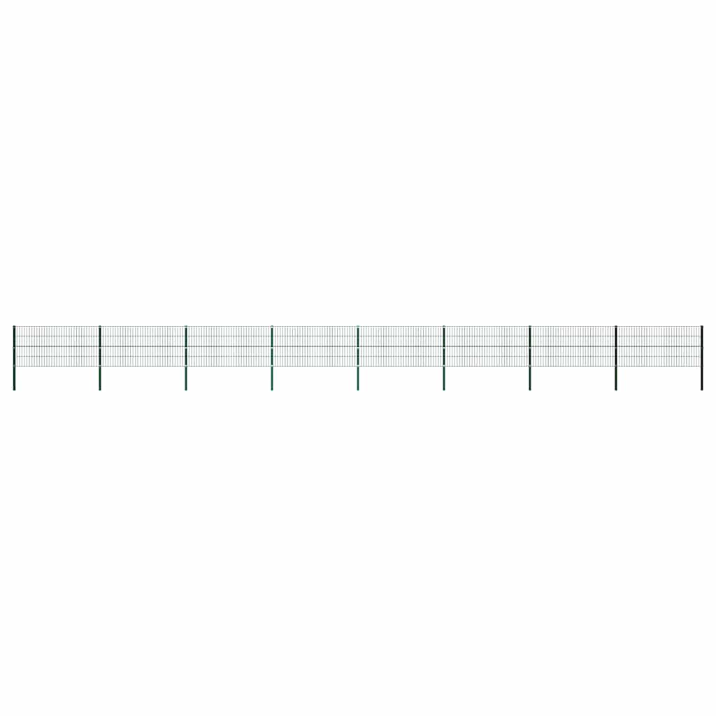 vidaXL Fence Panel with Posts Iron 176.5x80 cm Green
