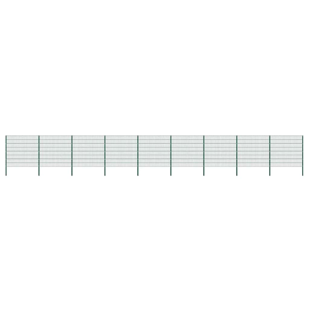 vidaXL Fence Panel with Posts Iron 176.5x80 cm Green