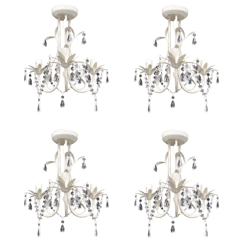 Kristallen kroonluchter met wit elegant design (3 lampen)